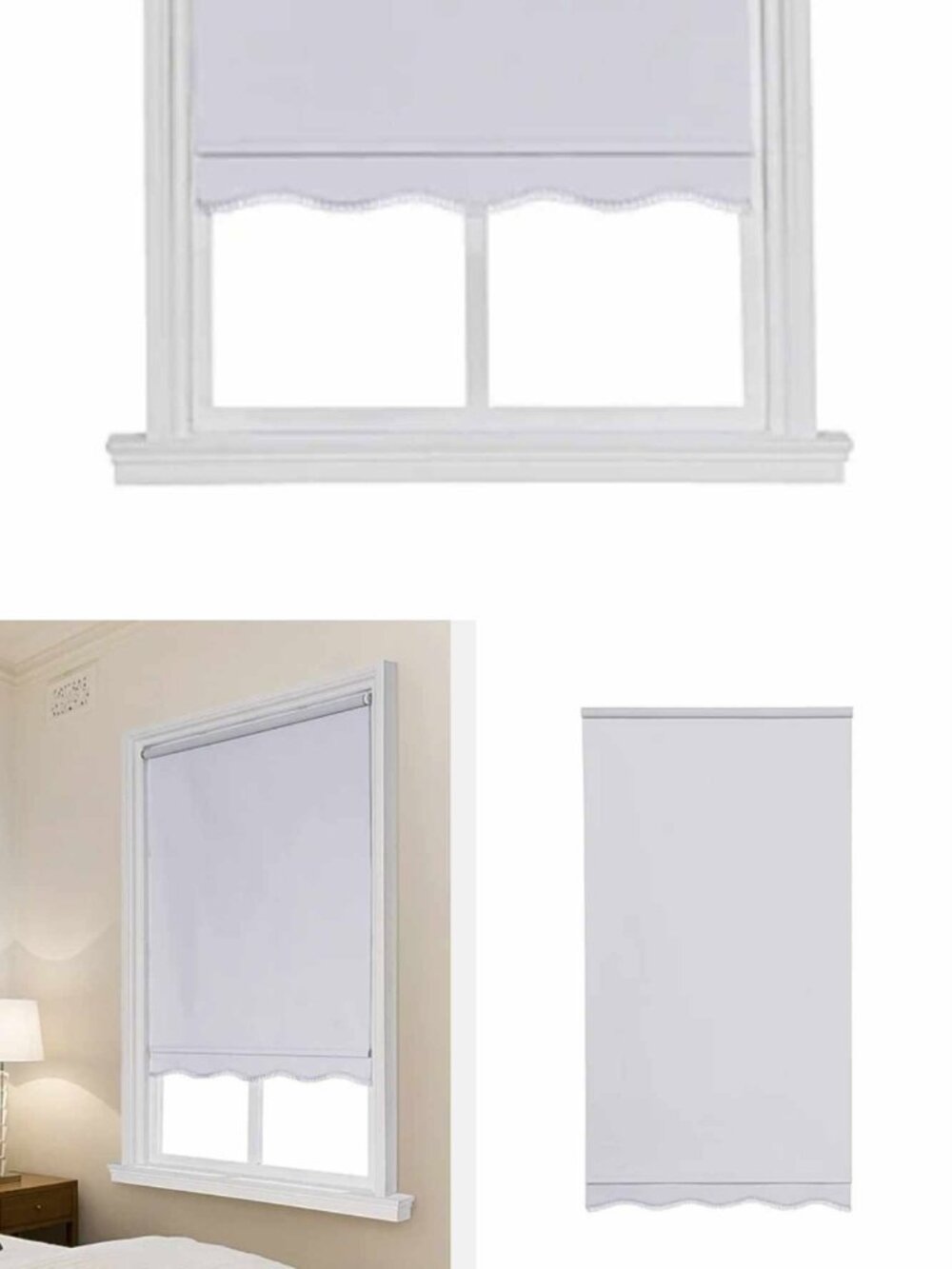 Cordless Fabric Blackout Roller Shade 25 in x 64 in Fringed Pure White